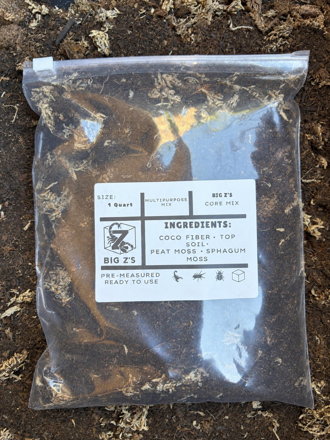 Big Z's Multipurpose Mix in a labeled 1-quart bag