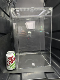 Arboreal Acrylic Enclosure, 10 x 10 x 16 in clear acrylic enclosure shown beside a 12 oz soda can for size reference