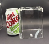 Arboreal Acrylic Enclosure, 4 x 4 x 5 in clear acrylic enclosure shown beside a 12 oz soda can for size reference
