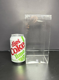 Arboreal Acrylic Enclosure, 4 x 4 x 8 in clear acrylic enclosure shown beside a 12 oz soda can for size reference