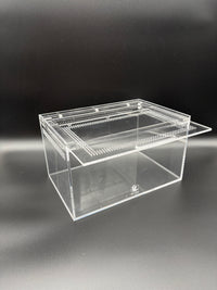 Terrestrial Acrylic Enclosure, 12 x 8 x 7 in clear acrylic enclosure, alternate angle showing the ventilated lid