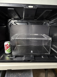 Terrestrial Acrylic Enclosure, 16 x 10 x 7 in clear acrylic enclosure shown beside a 12 oz soda can for size reference